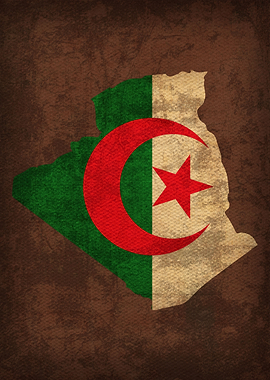 Algeria Country Flag Map