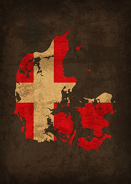 Denmark Country Flag Map