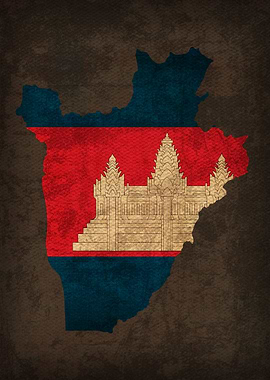 Cambodia Country Flag Map