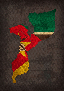 Mozambique Flag Map