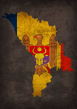 Moldova Country Flag Map