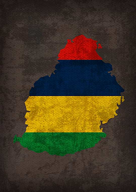 Mauritius Country Flag Map