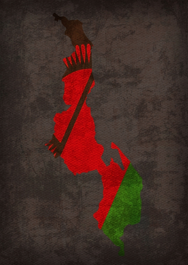 Malawi Country Flag Map