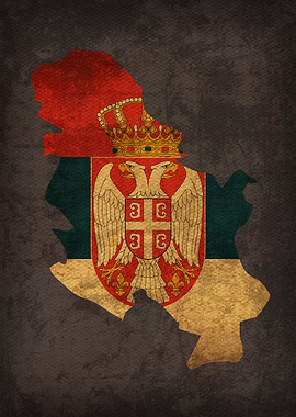 Serbia Country Flag Map