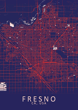 Fresno CA USA City Map