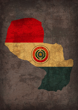 Paraguay Country Flag Map