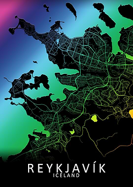 Reykjavik Iceland City Map