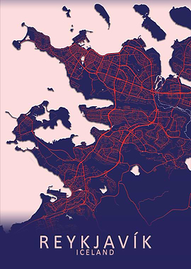 Reykjavik Iceland City Map