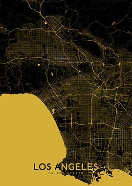 Los Angeles map gold