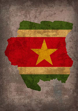 Suriname Country Flag Map
