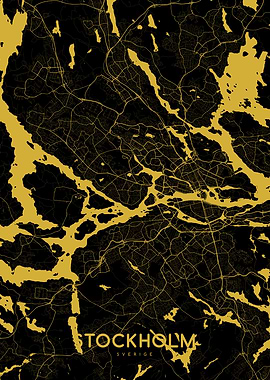 Stockholm map gold