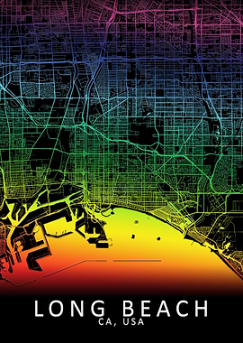 Long Beach CA USA City Map