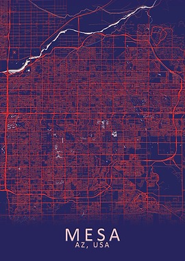 Mesa AZ USA City Map