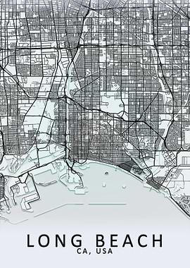 Long Beach CA USA City Map