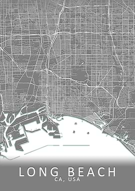 Long Beach CA USA City Map