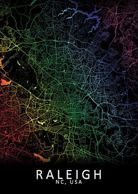 Raleigh NC USA City Map