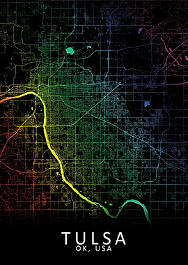Tulsa OK USA City Map