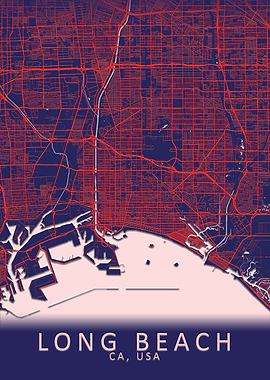 Long Beach CA USA City Map