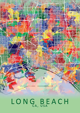 Long Beach CA USA City Map