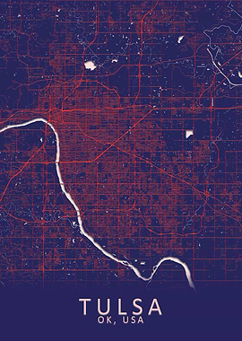 Tulsa OK USA City Map