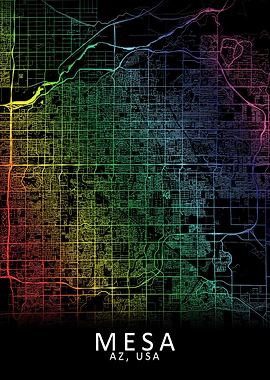Mesa AZ USA City Map