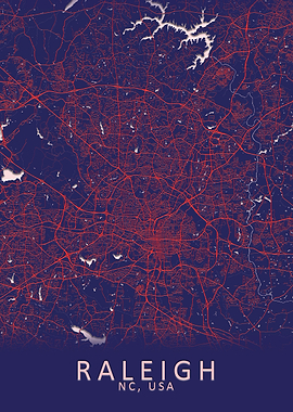 Raleigh NC USA City Map