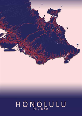 Honolulu HI USA City Map