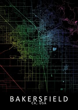 Bakersfield USA City Map