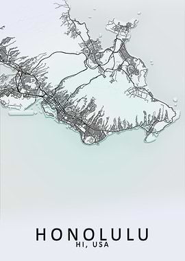 Honolulu HI USA City Map