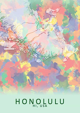 Honolulu HI USA City Map