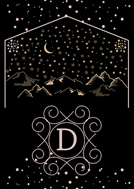 Starry Night Monogram D