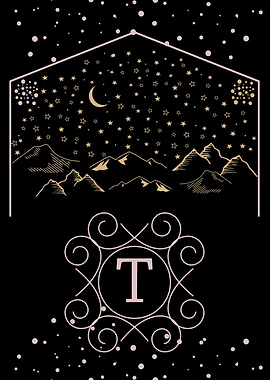 Starry Night Monogram T