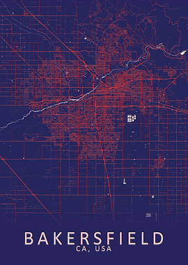 Bakersfield USA City Map