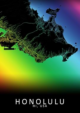 Honolulu HI USA City Map
