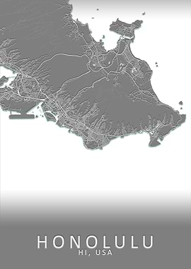Honolulu HI USA City Map