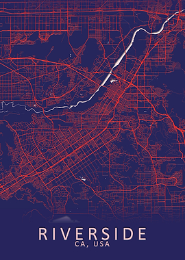 Riverside CA USA City Map