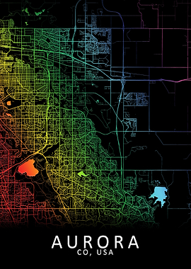 Aurora CO USA City Map