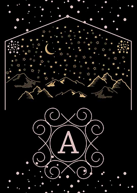 Starry Night Monogram A