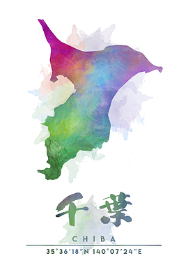Chiba Watercolor Map