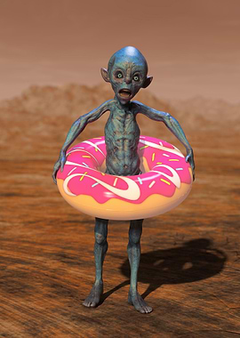 Alien with Pink Float
