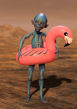 Alien with Pink Float