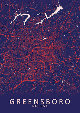 Greensboro NC USA City Map