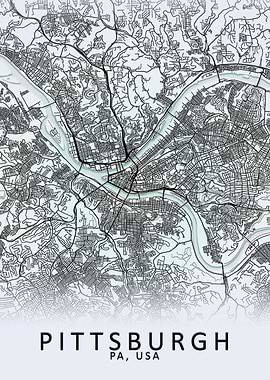 Pittsburgh PA USA City Map