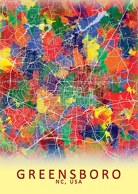 Greensboro NC USA City Map