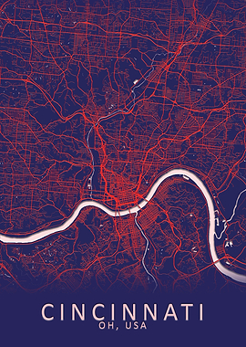 Cincinnati OH USA City Map