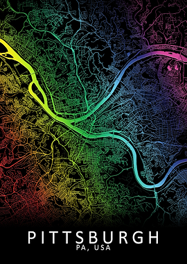 Pittsburgh PA USA City Map