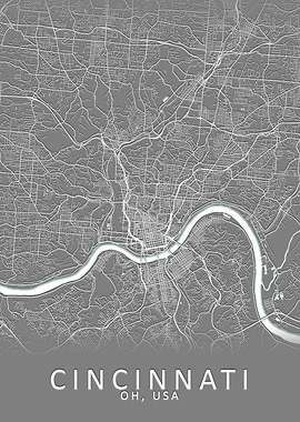 Cincinnati OH USA City Map