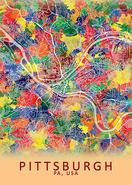 Pittsburgh PA USA City Map