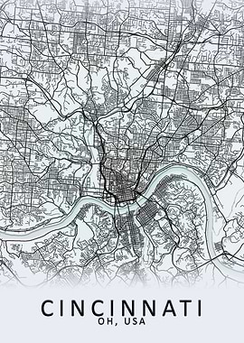 Cincinnati OH USA City Map