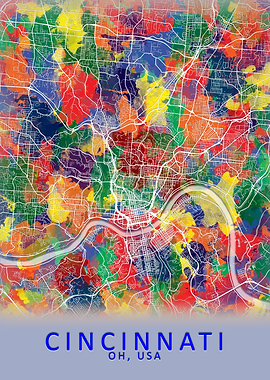 Cincinnati OH USA City Map